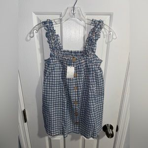 New Striped Blue Stretchy Tunic Top